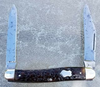 Vintage Remington Large Serpentine Moose Knife Folding Bone Knives R3903 Etch