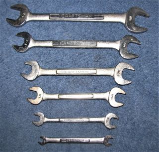 Vintage Craftsman 6 Pc Open End Wrenches 1/4 " Thru 7/8 " Made In Usa