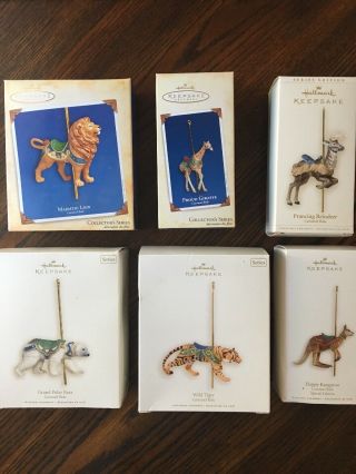 6 Rare Hallmark Keepsake Carousel Ride Ornaments.  Complete Series.  2004 - 2008.