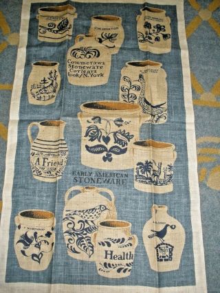 Vintage Early American Stoneware Crocks Kitchen Towel 17 " X 30 "