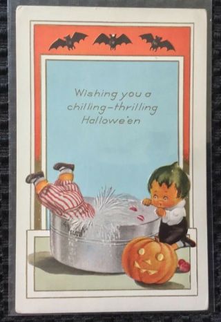 Vintage Halloween Postcard Whitney Jol Bats Embossed