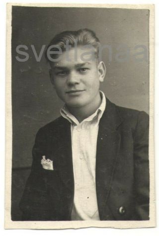 1945 Nicolay Handsome Young Man Guy Boy To My Best Friend Russian Vintage Photo