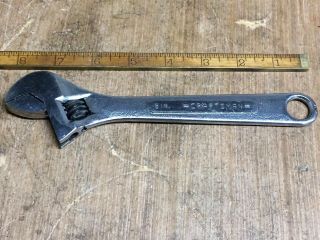 Rare Vintage 1950s Craftsman 8” Adjustable Wrench With Solid Bar Handle 44603