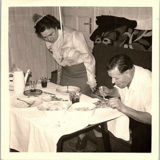 Vintage Photograph - Couple At Table - Oddity - Black And White - Old Photos