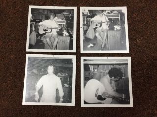 4 Vintage Photos 1970s Boy Man Playing Guitar In Bunk Cabin Camping Hairy Legs