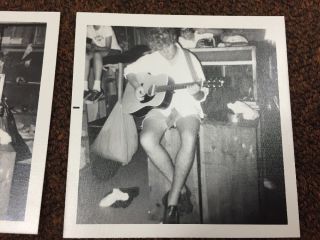 4 Vintage Photos 1970s Boy Man Playing Guitar In Bunk Cabin Camping Hairy Legs 3