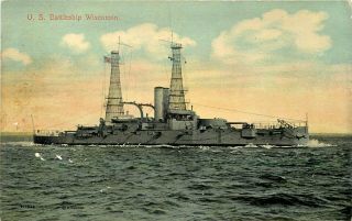 Ship Military Postcard: U.  S.  S.  Battleship Wisconsin