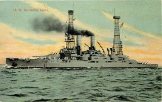 Ship Military Postcard: U.  S.  Battleship Idaho