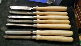 Vintage 7 Piece Rockwell Wood Turning Tools Mostly 1/2 " 1 3/4 " 1 1 " 16 - 1/2 " Long