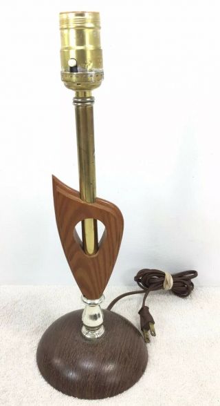Mid Century Modern Lamp No Shade Vintage Conditon Wood Metal