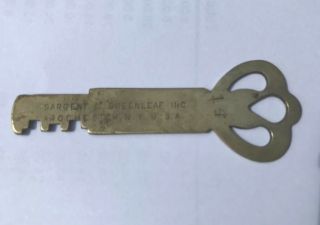 Antique Flat Sargent & Greenleaf Co.  Rochester Ny Vintage Lock Key 14