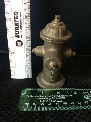 Vintage Clow Brass Fire Hydrant - Cast Brass 4.  75 " Tall - Sample / Paperweight