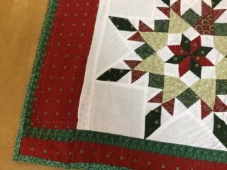 Patchwork Quilt Wall Hanging,  Star Design,  Calico Prints,  Red,  Green,  White 4