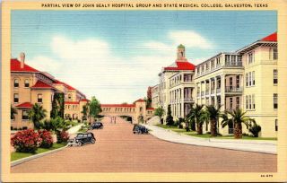 View John Sealy Hospital State Medical College Galveston Texas Linen Postcard