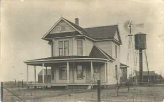 Rppc 0499 Divided Back Posted 1911 Viola Kansas Farm House Windmill