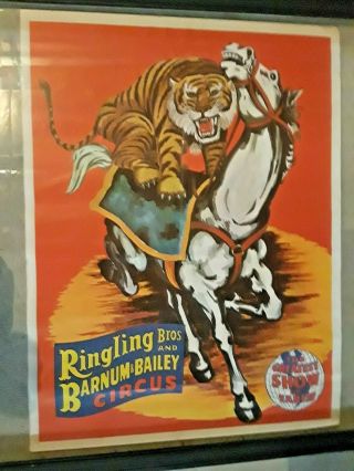 Vintage Ringling Brothers Barnum Bailey Circus Posters Tiger On Horse