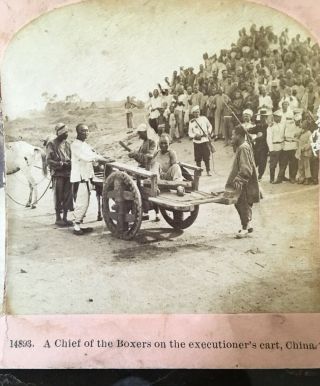 1902 Chinese Boxer Rebellion Stereoview Chief Beheading Canton China Execution