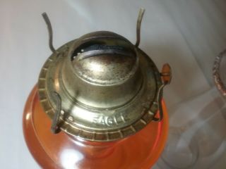Antique Vintage 1940/50 ' S Eagle Burner Kerosene Oil Lamp Clear Glass With Dec BS 3