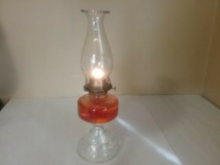 Antique Vintage 1940/50 ' S Eagle Burner Kerosene Oil Lamp Clear Glass With Dec BS 5