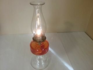 Antique Vintage 1940/50 ' S Eagle Burner Kerosene Oil Lamp Clear Glass With Dec BS 7