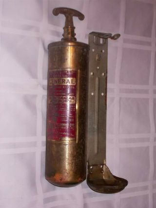 Vintage 1940s General Quick Aid Fire Guard Copper Fire Extinguisher W/bracket.