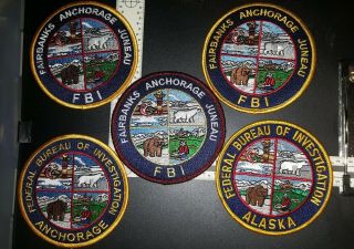 Patch Ak Alaska Fbi Anchorage Fairbanks Juneau Gman Set/5 Different Rare