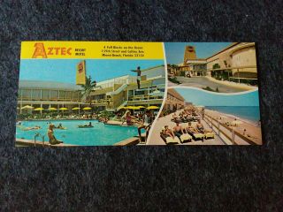 Vintage Postcard Advertising Aztec Resort Hotel Miami Beach Florida 1960 