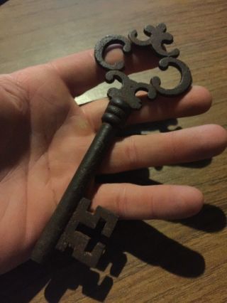 Victorian Master Door Iron Skeleton Key Vintage Antique Style Heavy Cast G/vg
