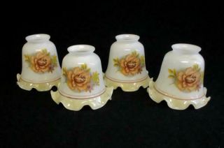 Set 4 Frosted Glass Floral Light Lamp Shades Replacement Ceiling Fan 2 " Fitter