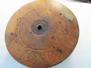 Antique Barn Wood Pulley Spool 5 - 3/8 " Diameter 2 " Thick
