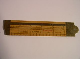 Stanley No 36 1/2 R Boxwood Folding Wooden And Brass Ruler