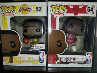Funko Pop Lebron James Lakers 52 Footlocker Exclusive And Michael Jordan 54