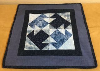 Patchwork Quilt Wall Hanging Or Table Topper,  Calico Print,  Nine Patch,  Triangle