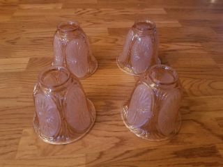 Set Of Four Vintage Pink Glass Shades - Lamp Parts 6 X 6