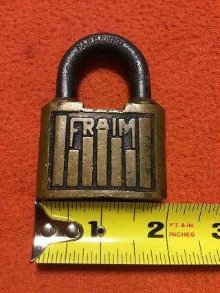 Vintage Antique Fraim Brass Padlock No Key For Lock
