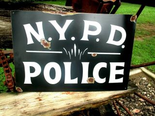 Vintage Style Nypd York Highway Patrol Police Officer Fbi Black Metal Sign