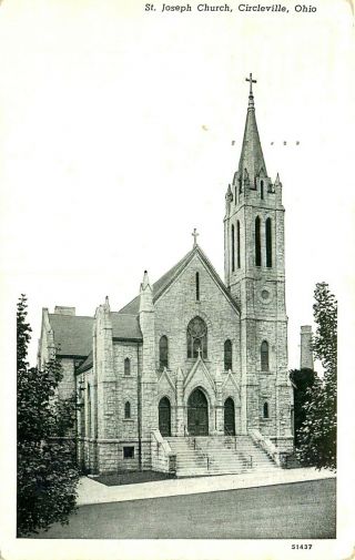 St Joseph Church,  Circleville,  Ohio,  Vintage Postcard
