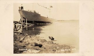Launch Of The Ship The Badger At Wallace Nova Scotia Shp 379 Rppc Real Photo