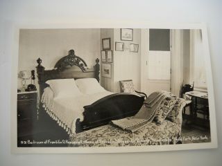 Vint.  Real Photo P/c (rppc) - Bedroom Of Franklin D.  Roosevelt,  Hyde Park,  N.  Y.