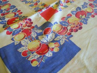 1940s Vintage Pretty Fruit Print Tablecloth 66 X 66 Shabby Chic (for Sure)