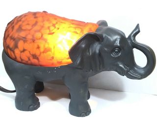 Cheyenne Amber Tortoise Shell Glass Elephant Table Lamp Night Light -