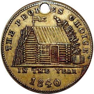 1840 William Henry Harrison Political Hard Times Token Log Cabin Ht - 815