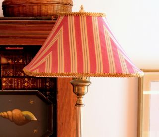 Frederick Cooper Twyla Lamp Shade,  Pink Striped Fabric,  Medium Size
