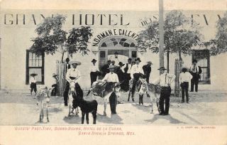 Hotel De La Cuera Burro - Riding Santa Rosalia Hot Springs,  Mexico C1910s Postcard