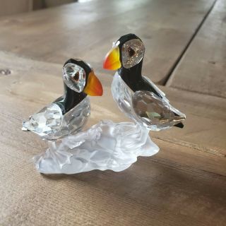 Swarovski Crystal Toucan Parrot Birds On Perch Animal Figurine