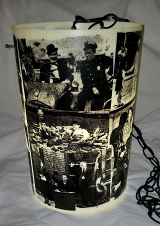 VTG RETRO LAUREL & HARDY COMEDY TEAM HANGING LAMP BLACK WHITE SEPIA PHOTOS 68 