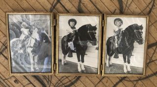 Vintage Trifold Frame Childrens Western Photos On Pony