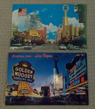2 (glitter Gulch) Golden Nugget Casino Postcards Las Vegas Nv I Combine