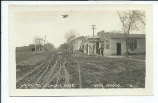 Van Horne Ia Iowa Rppc Postcard Dirt Street Scene Thompson Auto Co Posted 1914
