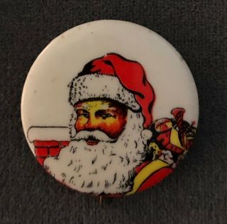 Christmas Santa Rare Saleman’s Sample Pinback Button Badge From Montreal Canada.